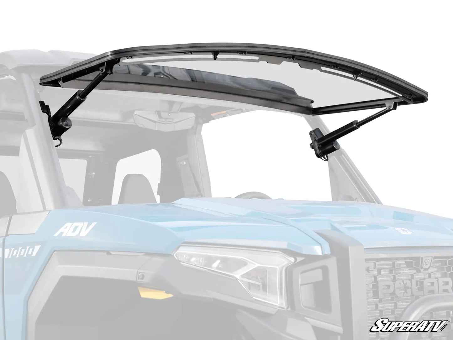 Car roof rack system with a clear cover on a white background