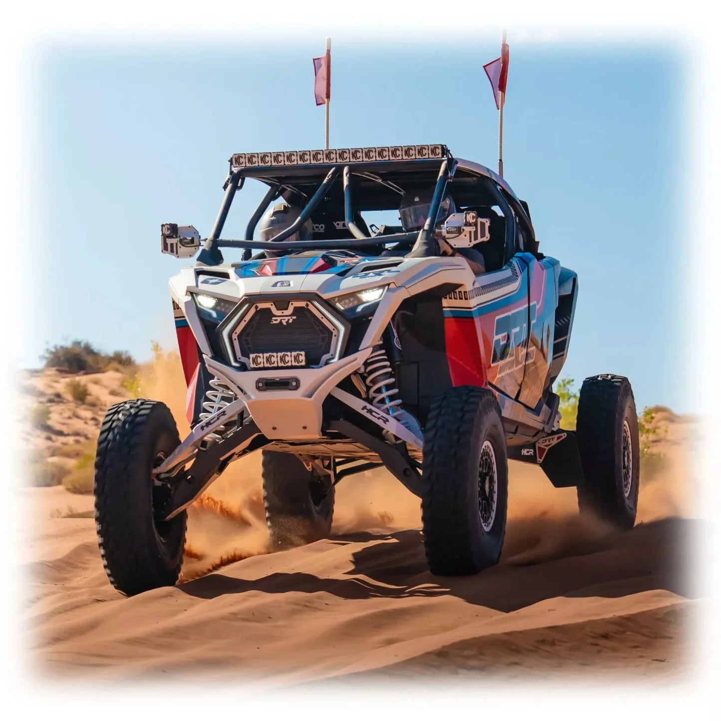 DRT Front Winch Bumper Skid W/ Black Ops 6000lbs Polaris RZR PRO R S TURBO R 2025+ Action Shot