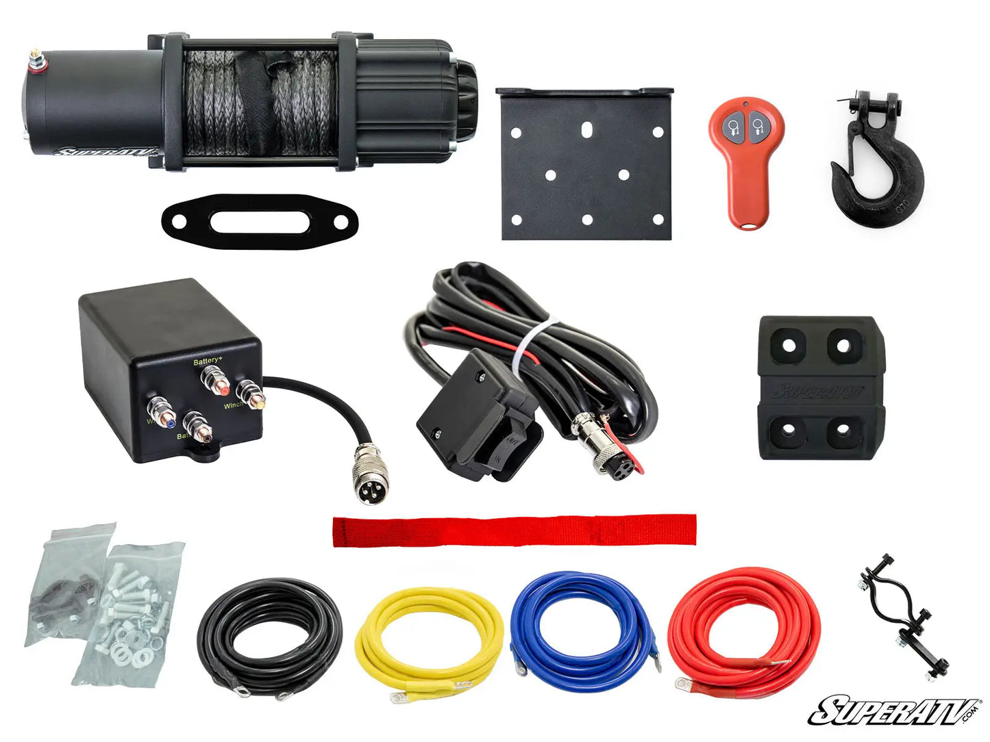 SuperATV 6000 lbs Black Ops Winch Bluetooth W Mounting Plate Polaris Pro XP XP4 2020-24