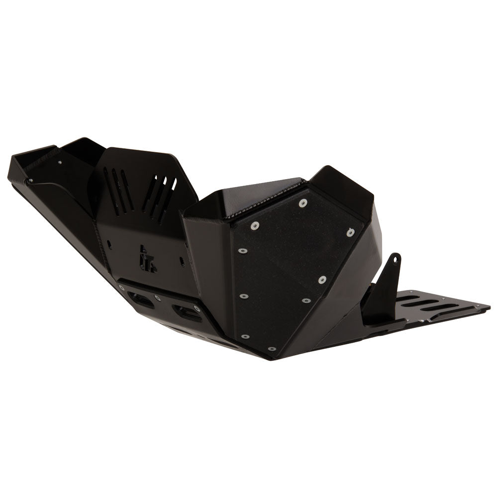 Black metal protective guard on a white background