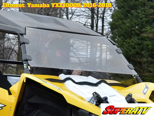 SuperATV Heavy Duty Scratch Resistant Full Windshield for Yamaha YXZ (2016-2018) Promo Pic