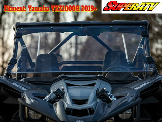 SuperATV Heavy Duty Scratch Resistant Full Windshield for Yamaha YXZ (2019+) Promo Pic