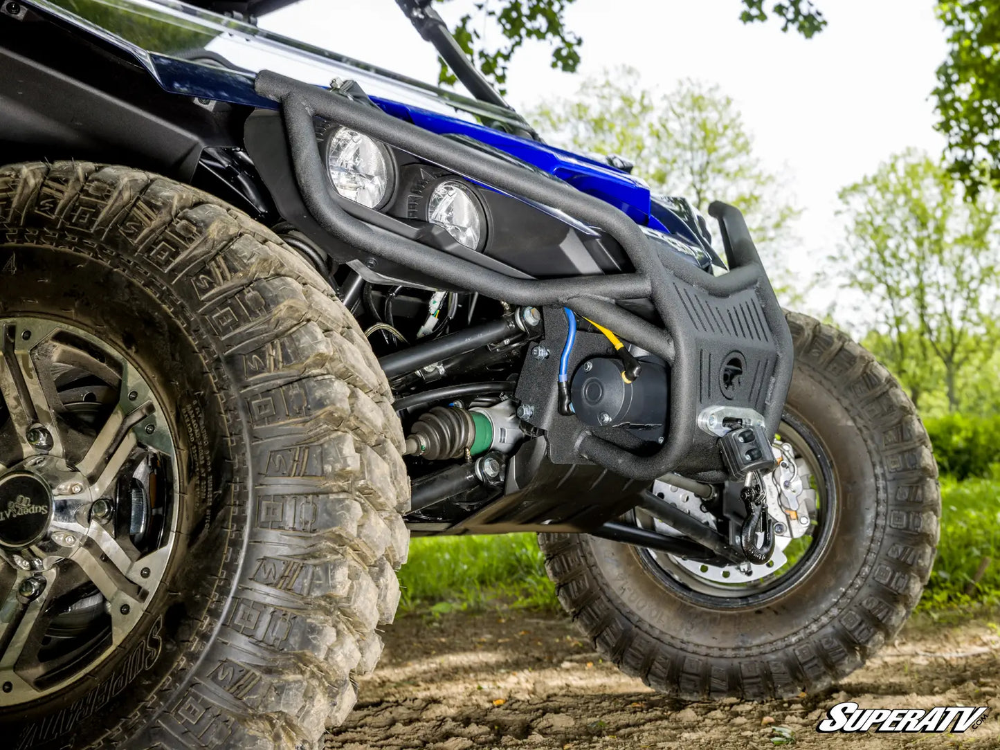 SuperATV Heavy Duty Front Winch Bumper for Yamaha YXZ1000R YXZ 1000 2016+ SS SE Side View