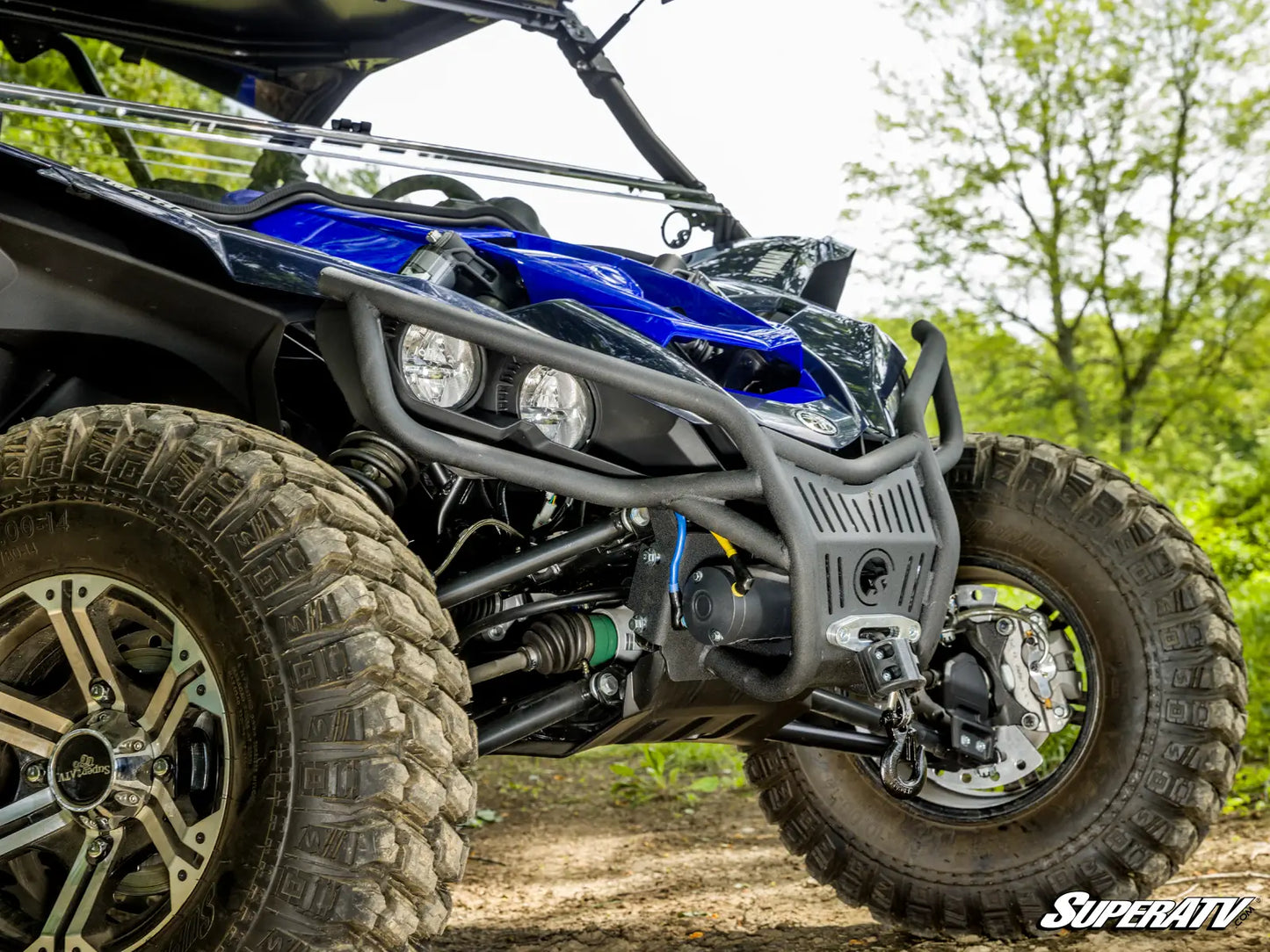 SuperATV Heavy Duty Front Winch Bumper for Yamaha YXZ1000R YXZ 1000 2016+ SS SE Front Side with winch