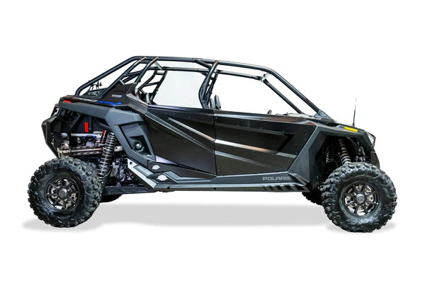 EOD VOLT ROCK SLIDERS GUARDS RAILS POLARIS RZR PRO XP PRO R TURBO R FOUR SEAT mounted passenger side view