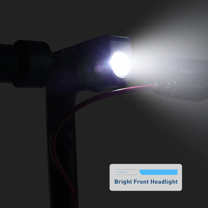 Bright front headlight in action with a dark background