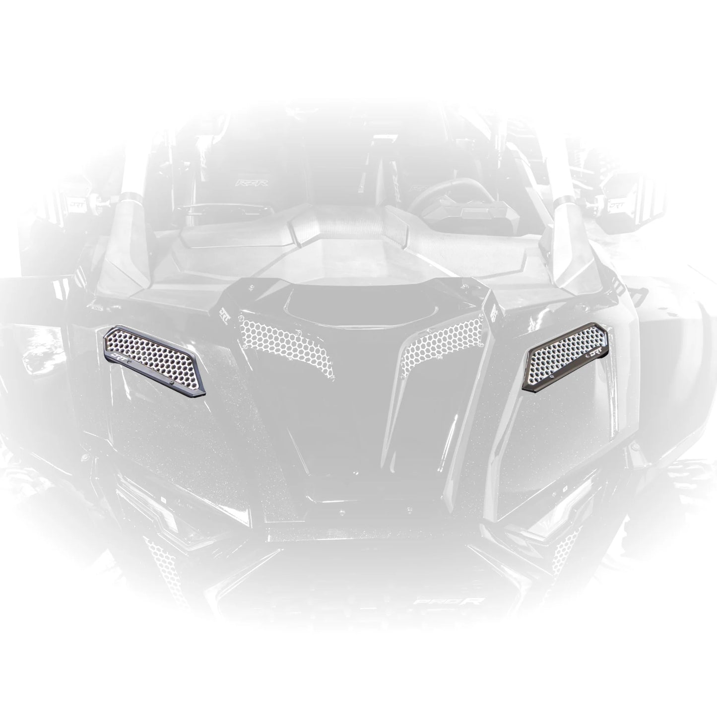 Car grille with a honeycomb pattern on a white background