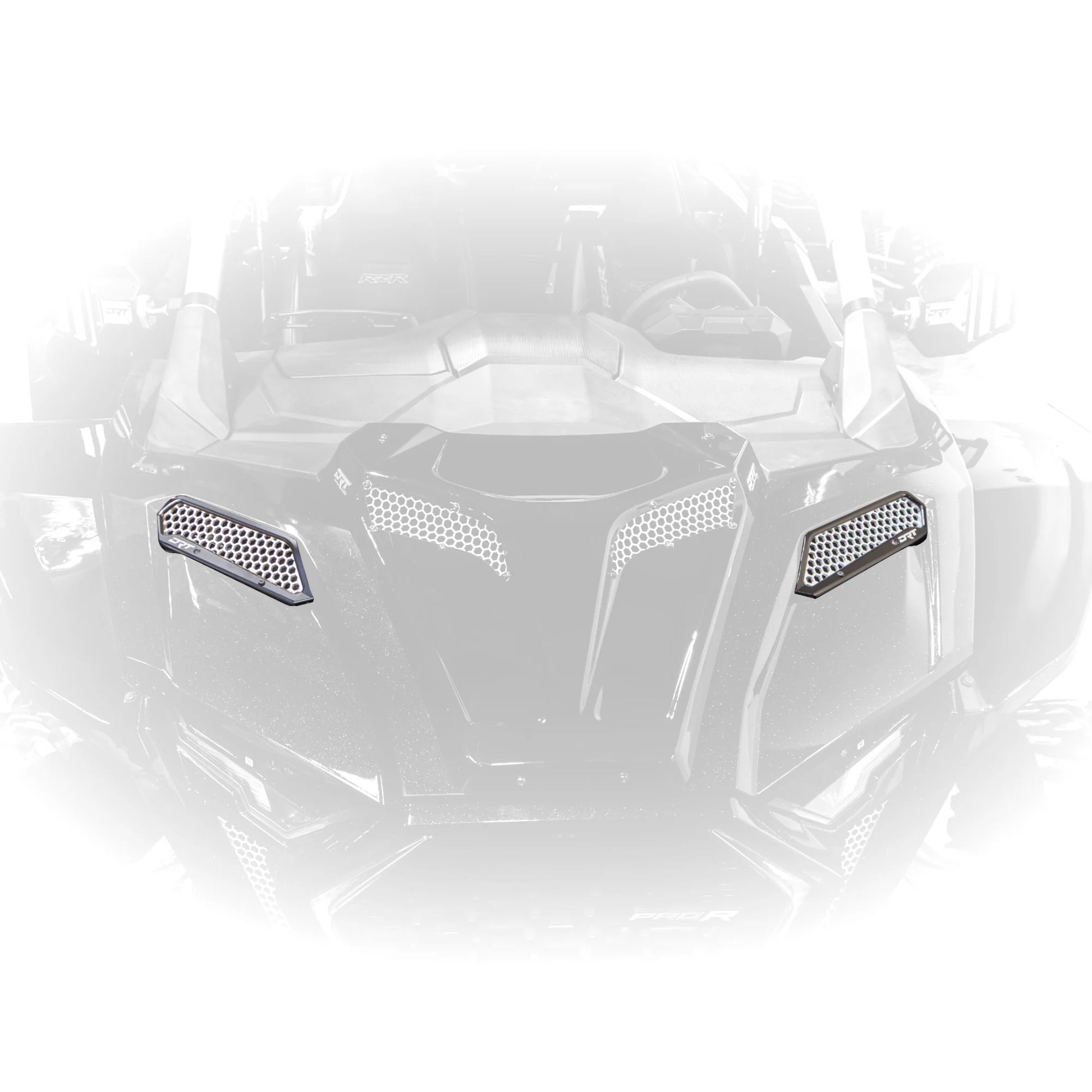Car grille with a honeycomb pattern on a white background