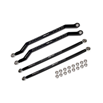 DRT Billet Race Series 7075 XD Hi Clearance Radius Rods Bar Arms RZR PRO R PRO S TURBO R  full kit on white background