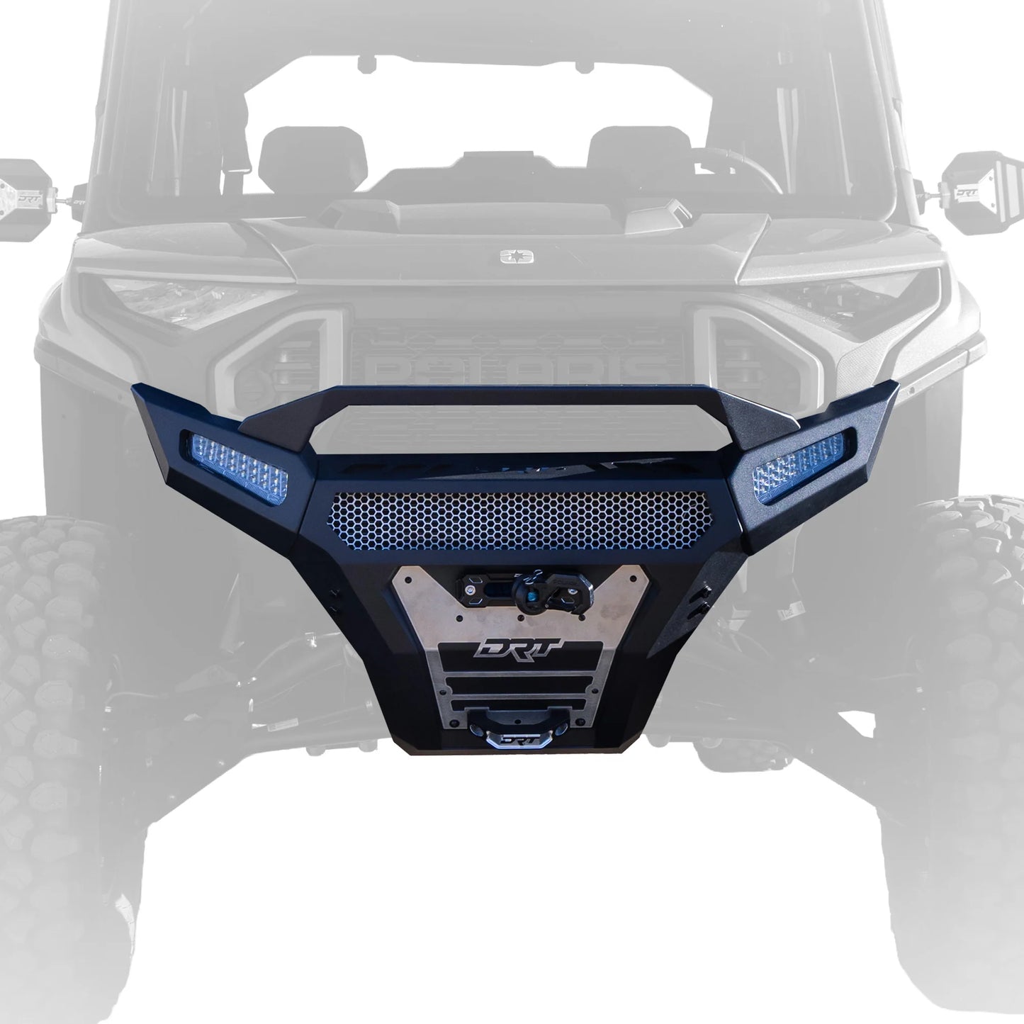 Front bumper with LED lights on a vehicle, featuring the BRP brand.