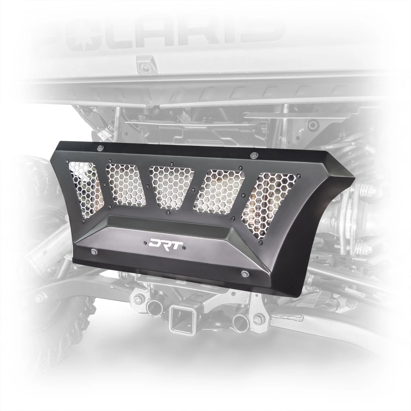 DRT Polaris Xpedition 2024+ ADV XP Aluminum Vented Exhaust Cover Black mounted side view