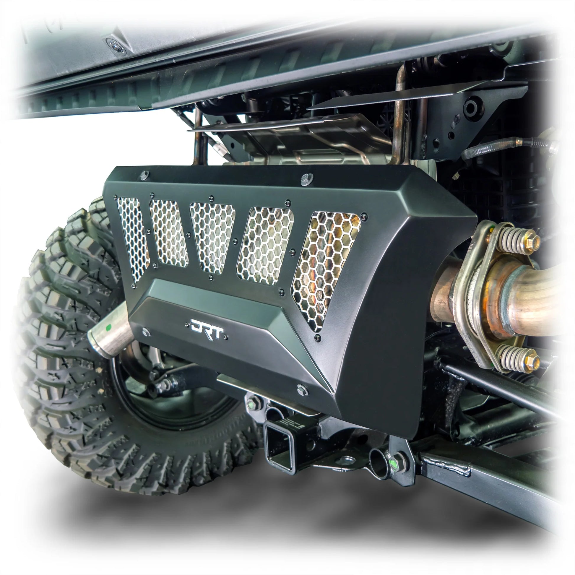DRT Polaris Xpedition 2024+ ADV XP Aluminum Vented Exhaust Cover Black mounted