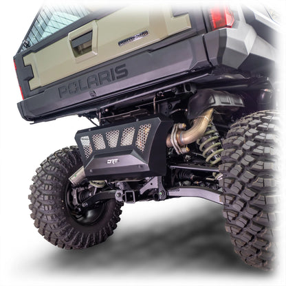 DRT Polaris Xpedition 2024+ ADV XP Aluminum Vented Exhaust Cover Black mounted close up