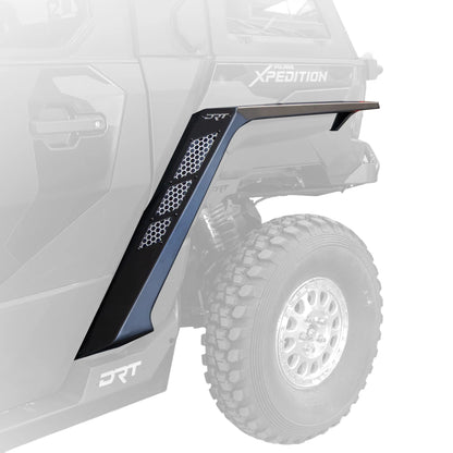 Fender flare attachment on a vehicle with 'DRT' branding