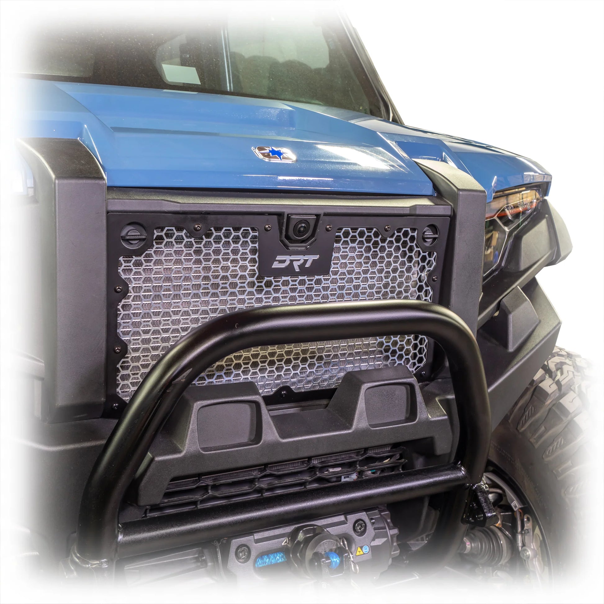 DRT Aluminum Mesh Grill Radiator Guard Polaris XPEDITION 2024+ Close Side View
