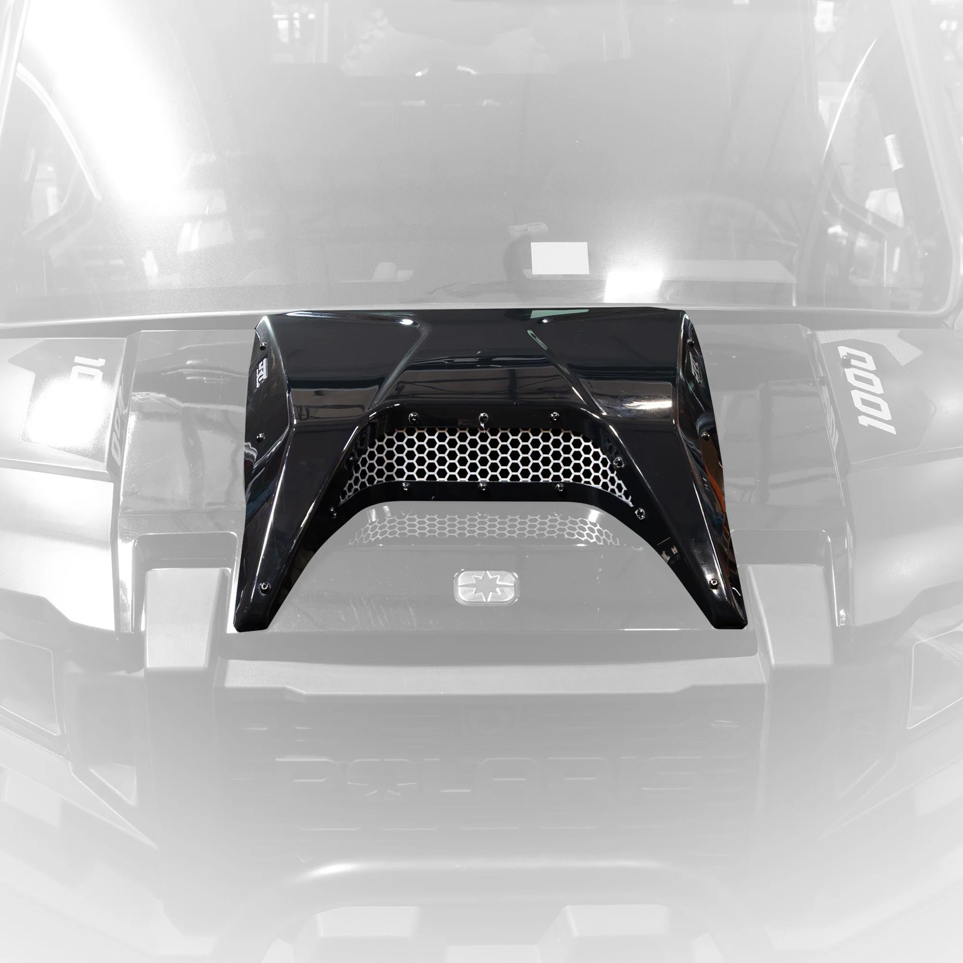 Car spoiler on a reflective surface