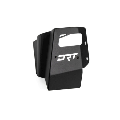 Black plastic component with 'DRT' branding on a white background