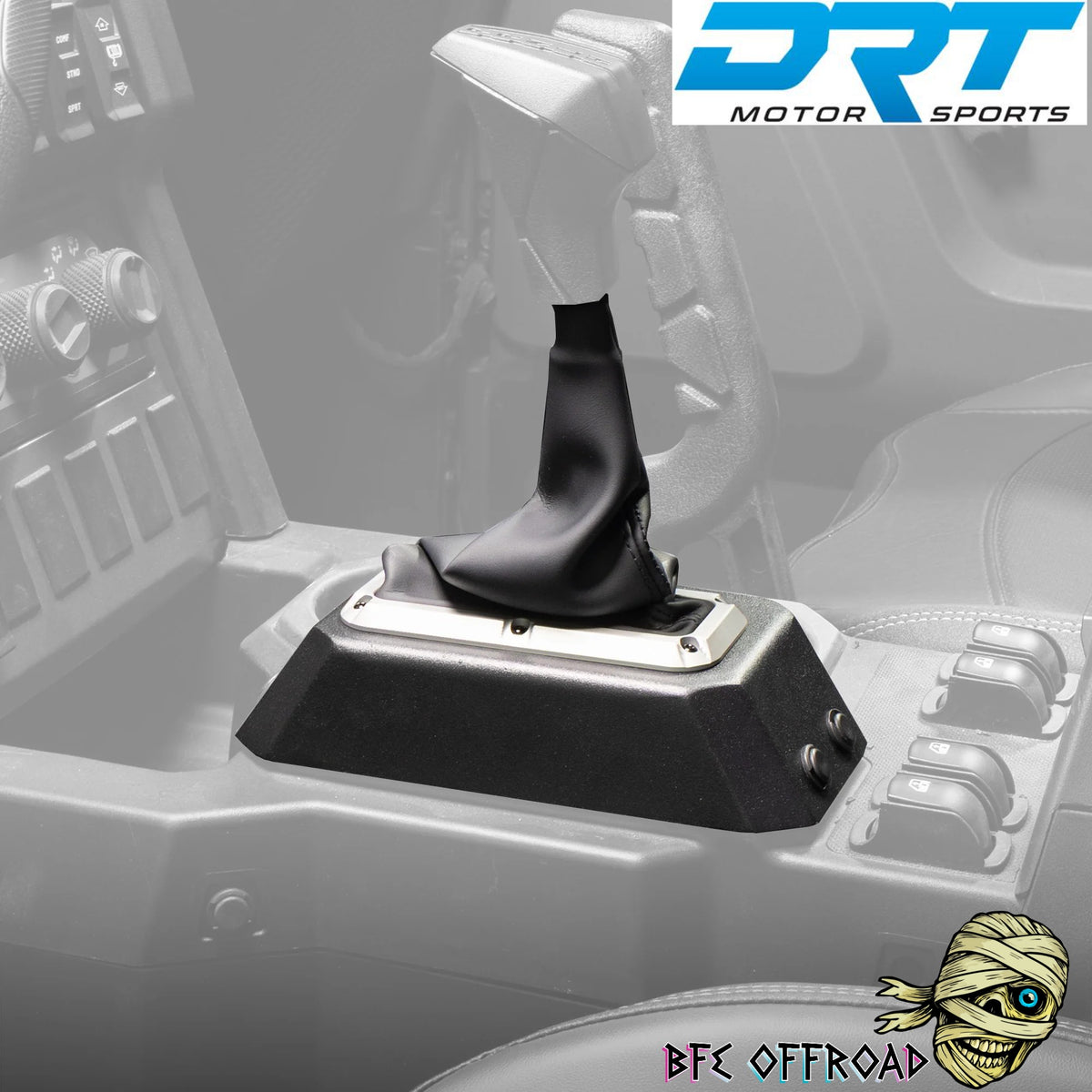 DRT Shifter Boot installed with DRT and BFE Offroad Logo's