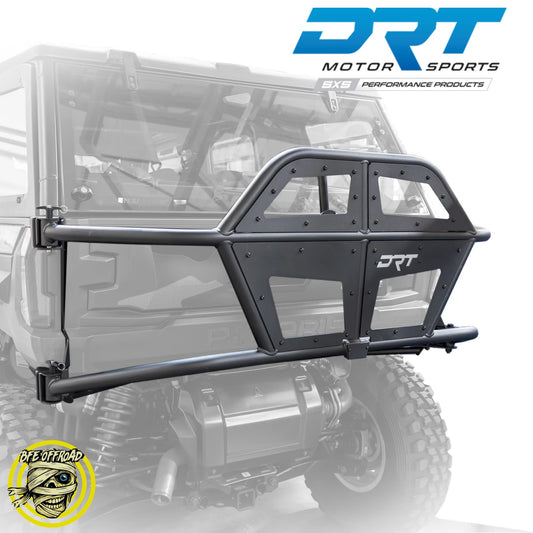 Black off-road bumper on a vehicle with DRT Motor Sports branding.