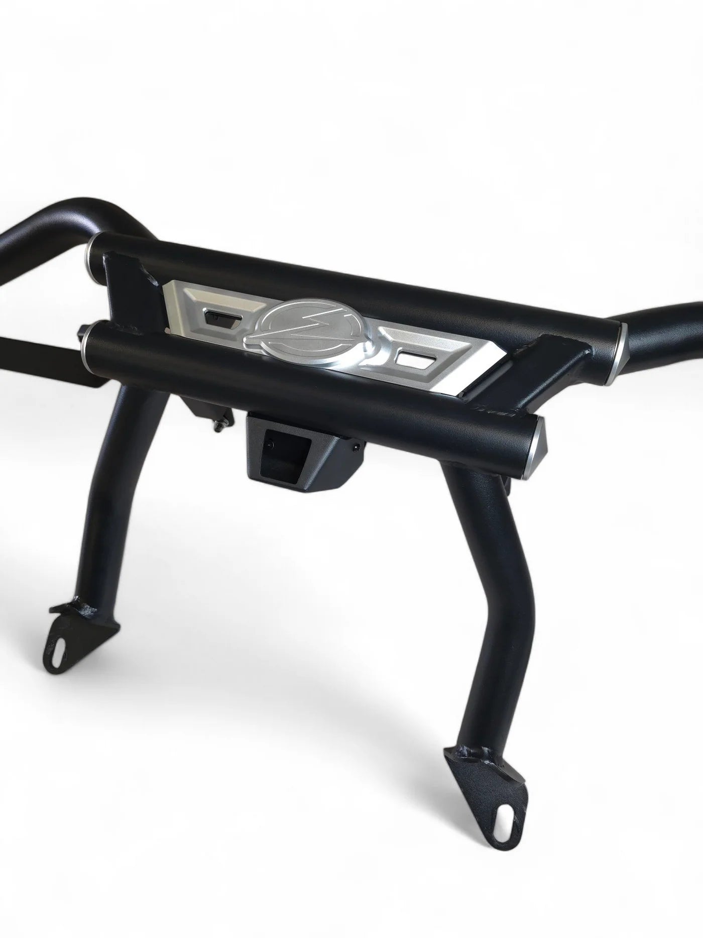 Black metal bumper on a white background