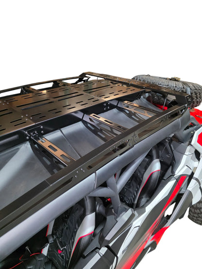 Car roof rack system on a vehicle with a white background