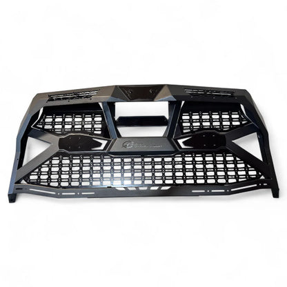 Black rack with unique design on a white background
