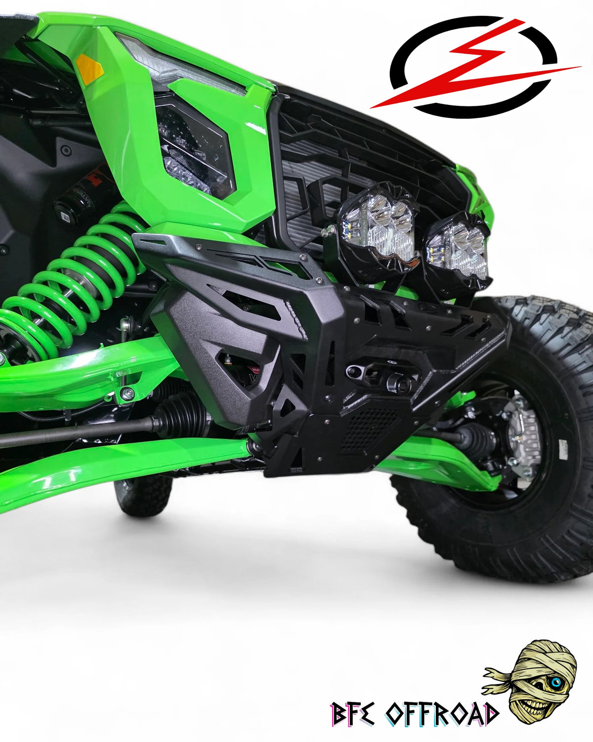 Volt Bumper mounted on UTV with Elektric and BFE Offroad Logo's