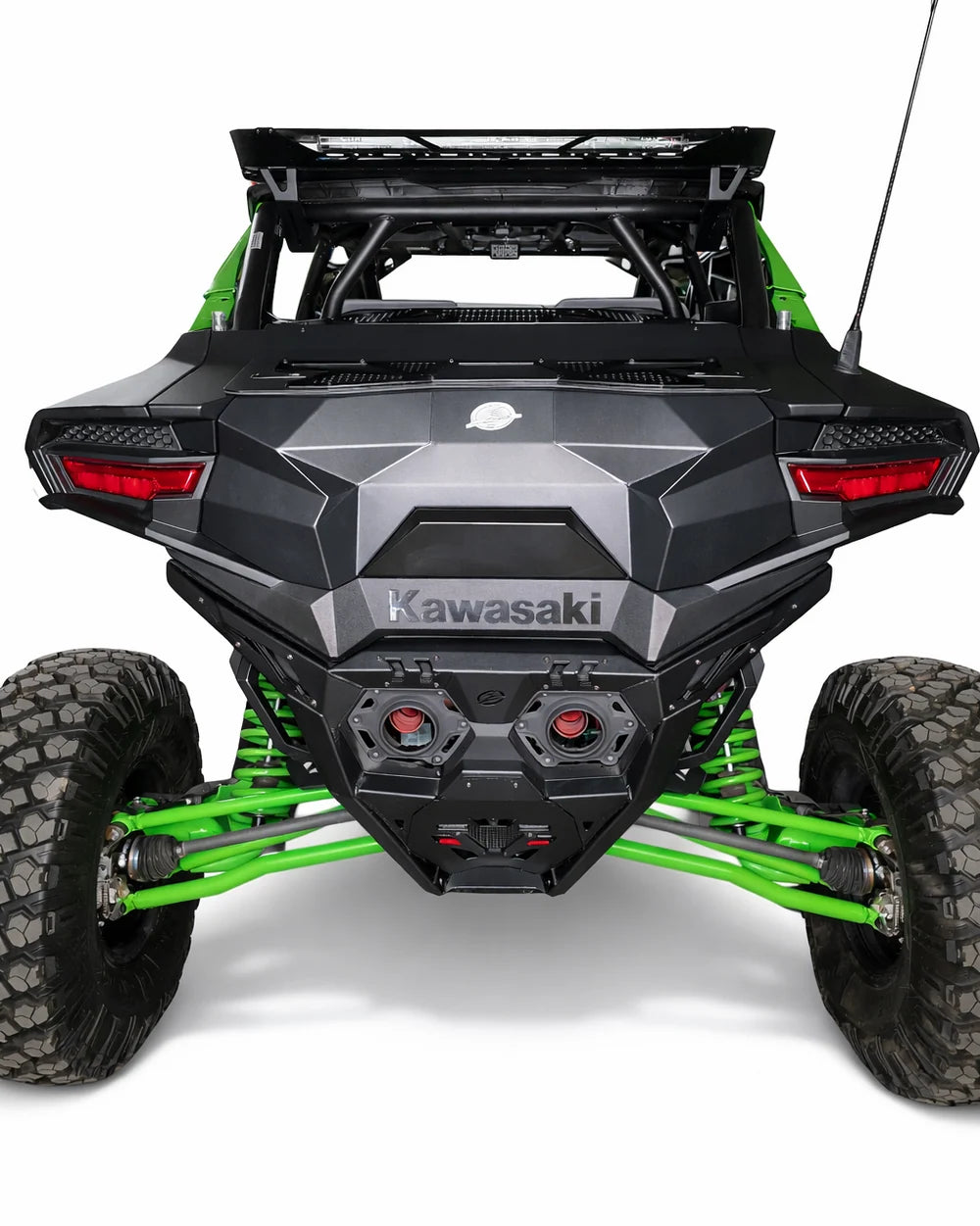 Rear view of UTV on white background