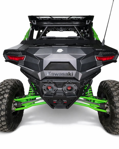 Rear view of UTV on white background