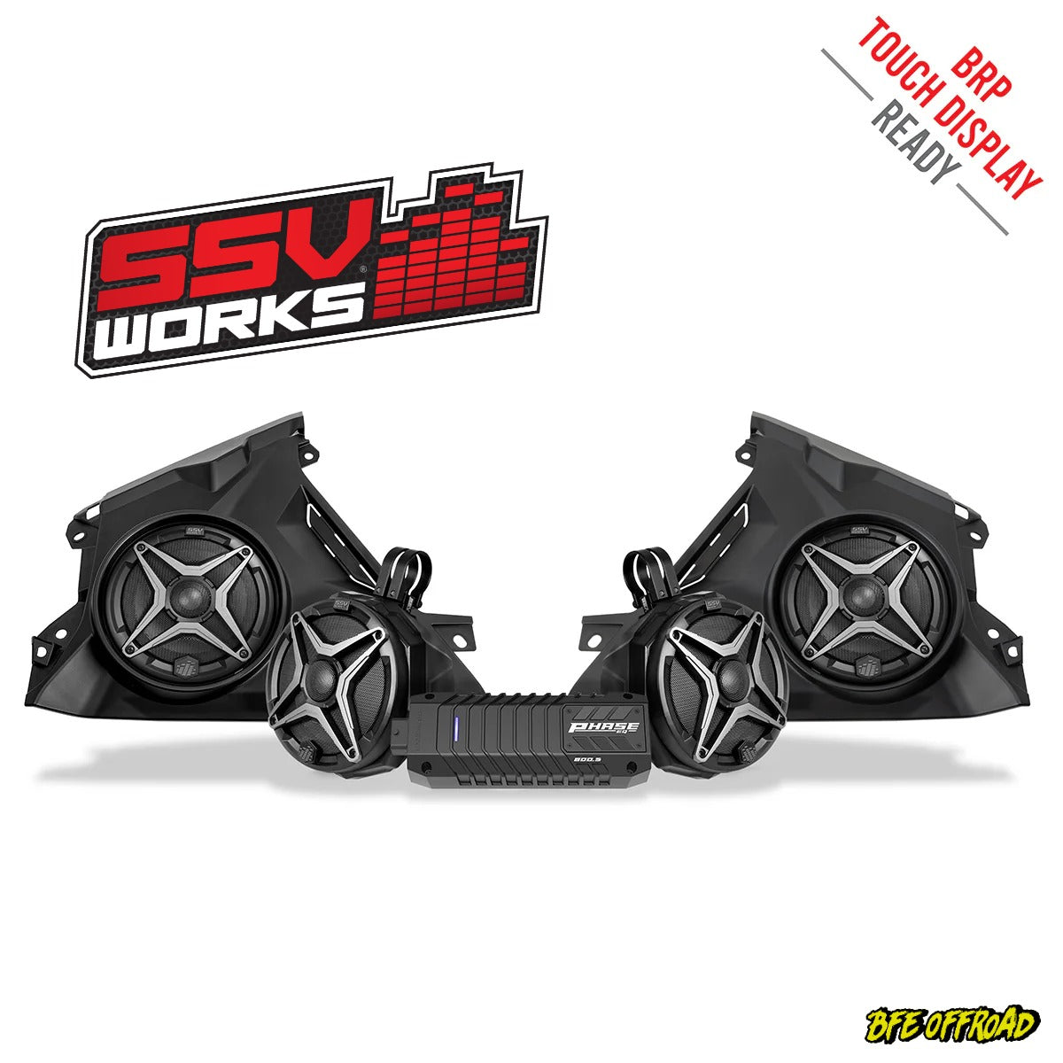 Car audio system with SSV Works logo on a white background