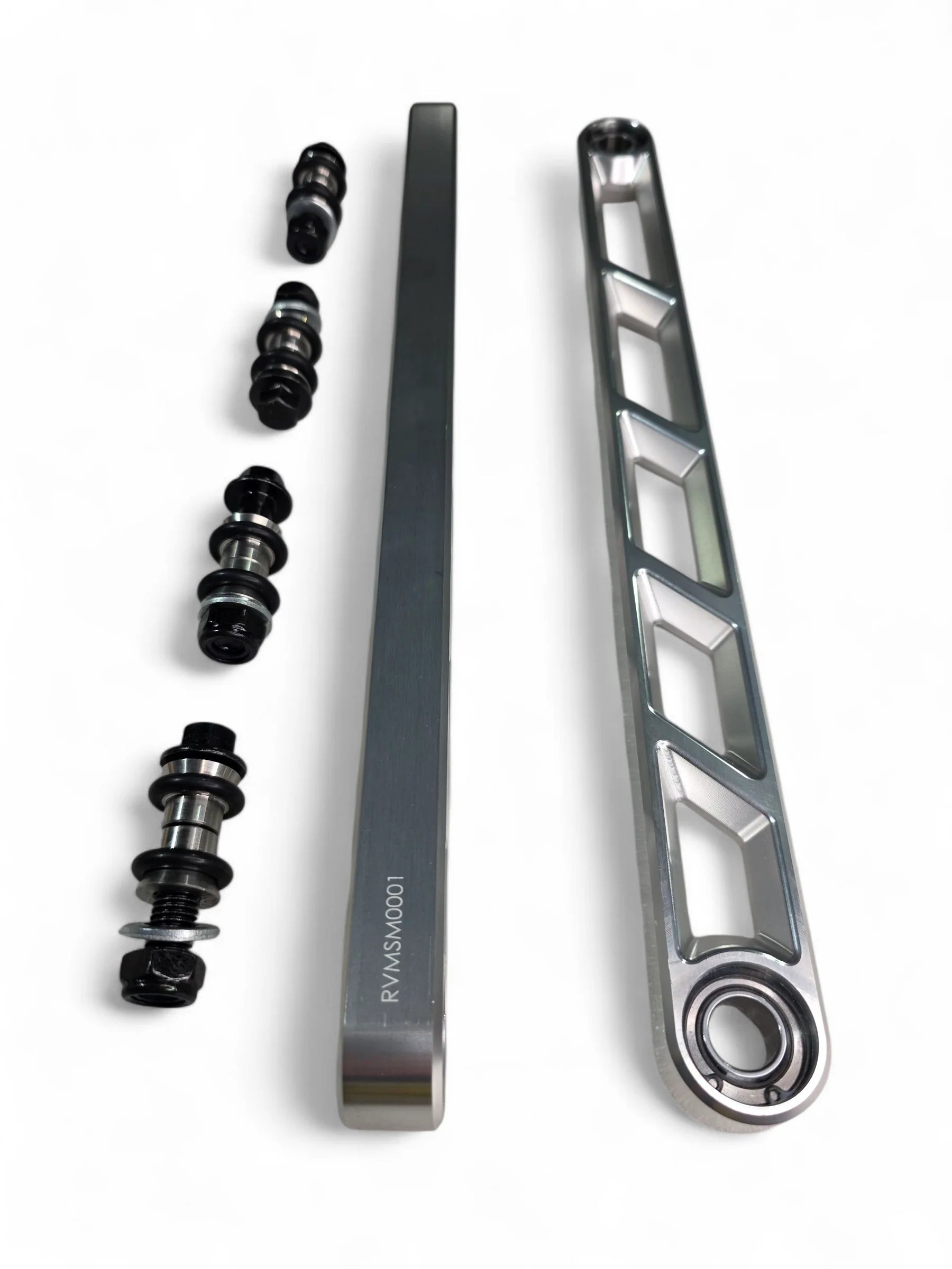 Elektric offroad Rear Sway Bar links with hardware on white background