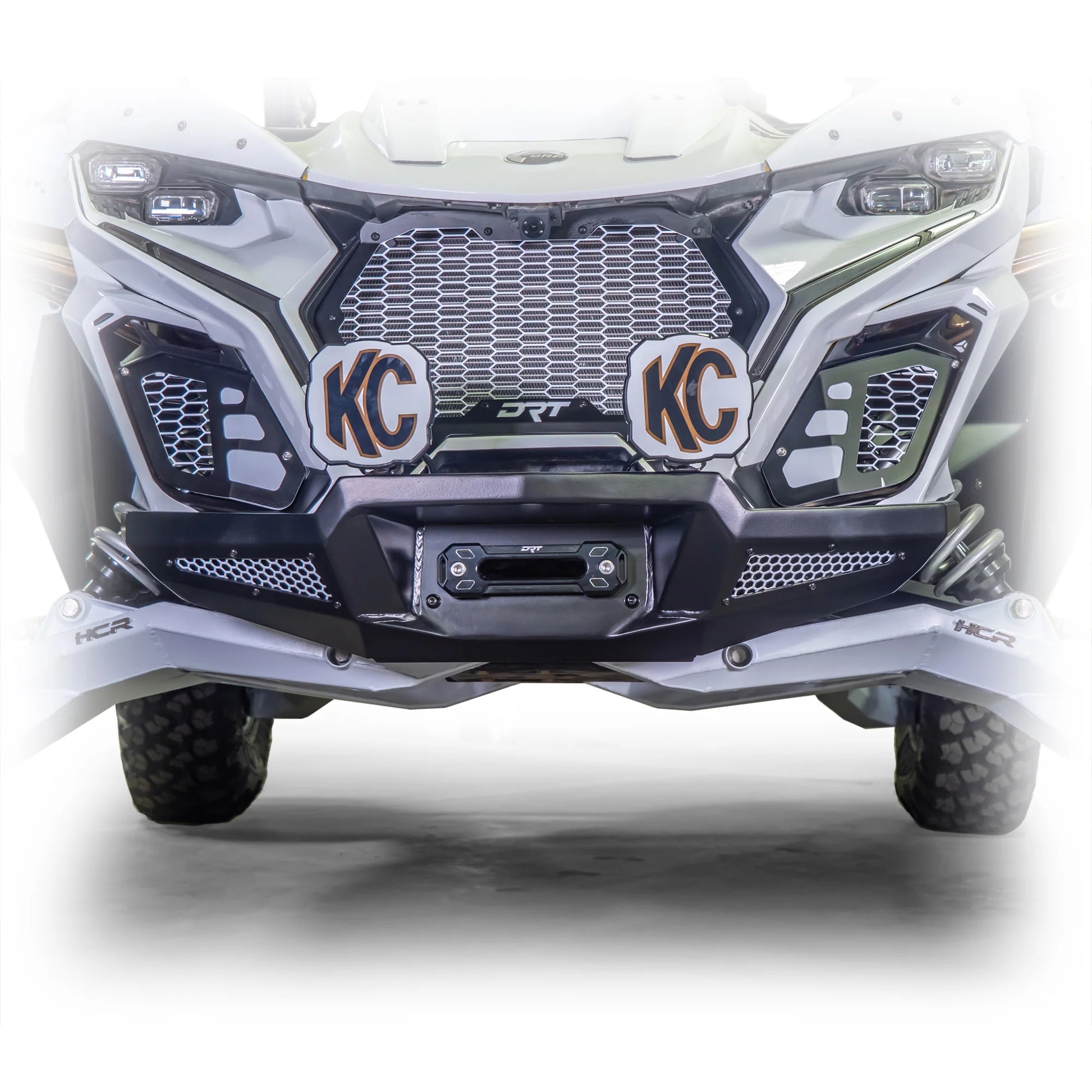 DRT Front Winch Bumper Guard W Mesh Inserts Black Fits: CAN-AM MAVERICK R 2024+ Mounted Front with Fairlead