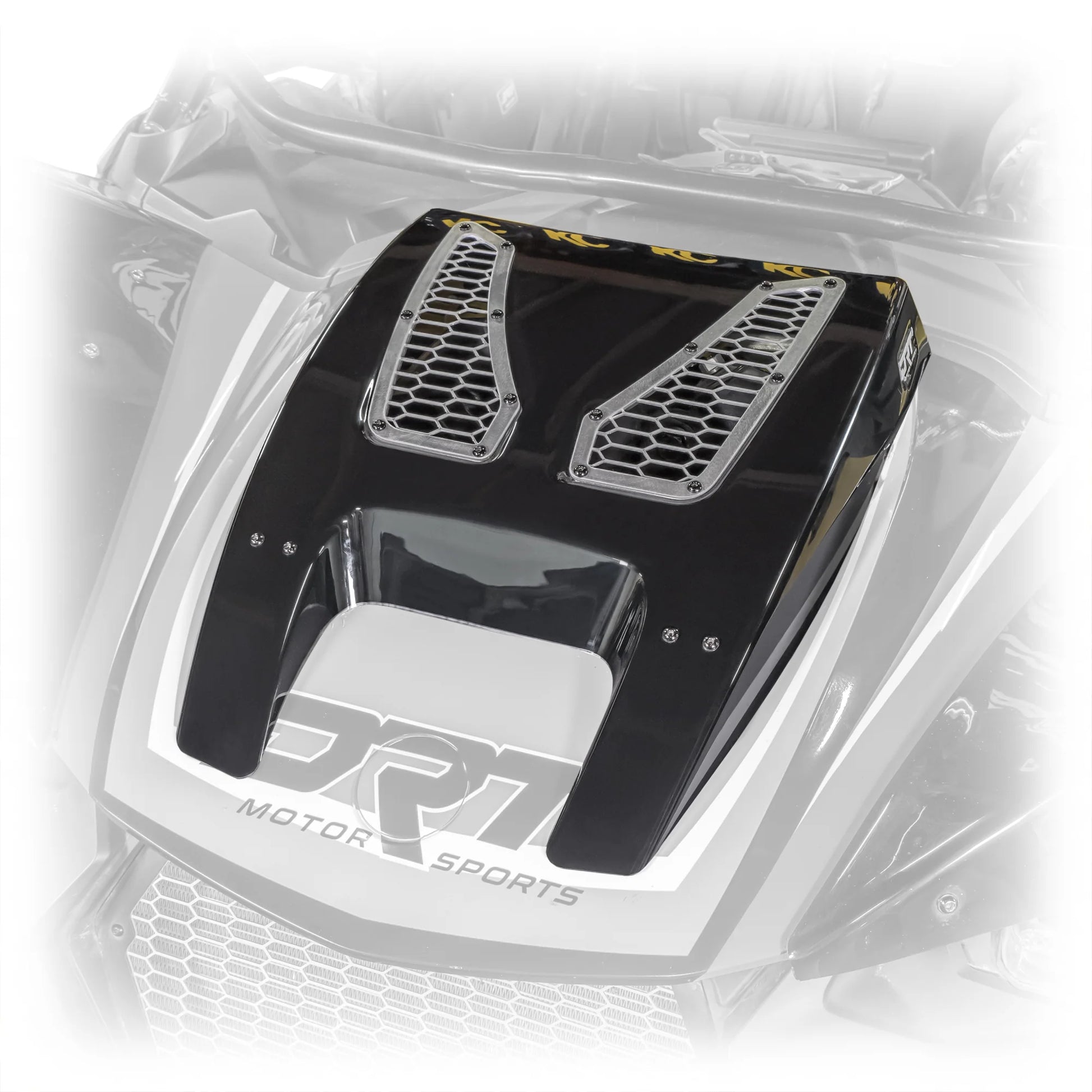 DRT Motorsports Can Am MAVERICK R X XRS 2024+ Vented ABS Hood Scoop Black and white Top View