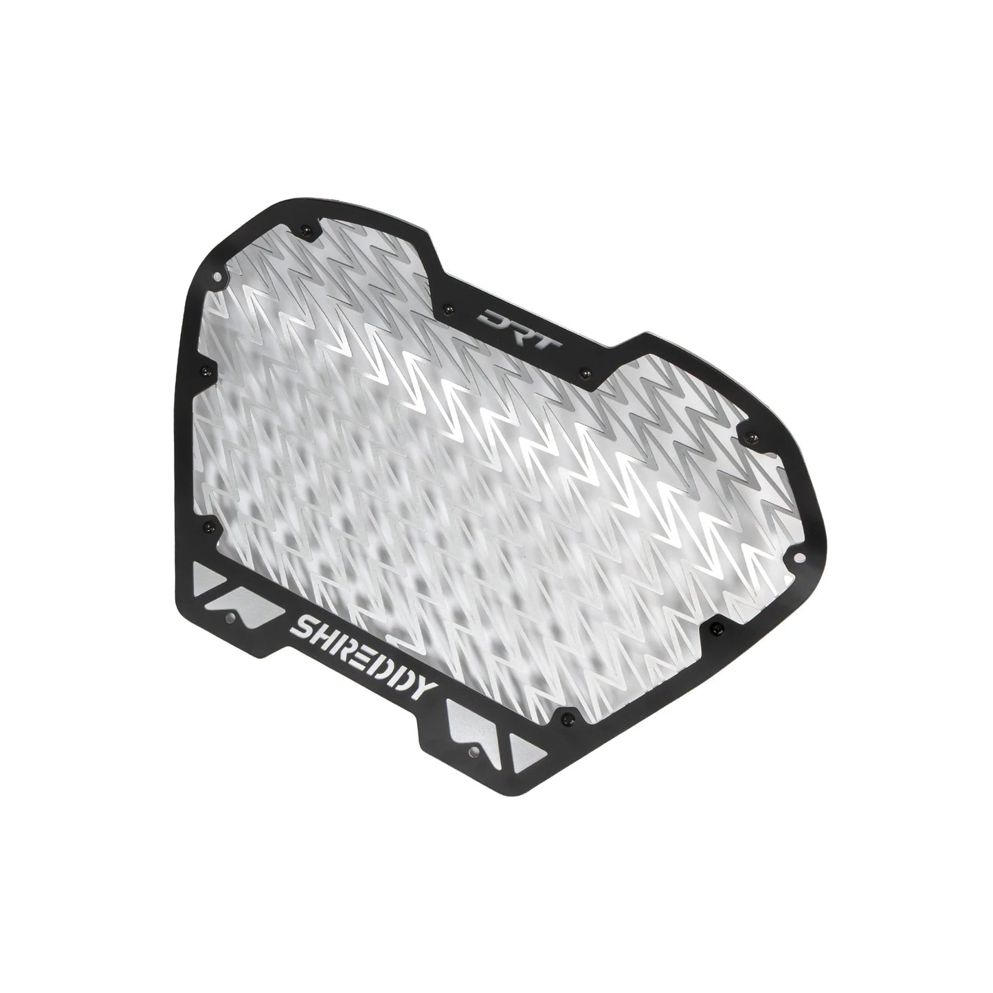 Motorcycle guard with 'Shreddy' branding on a white background