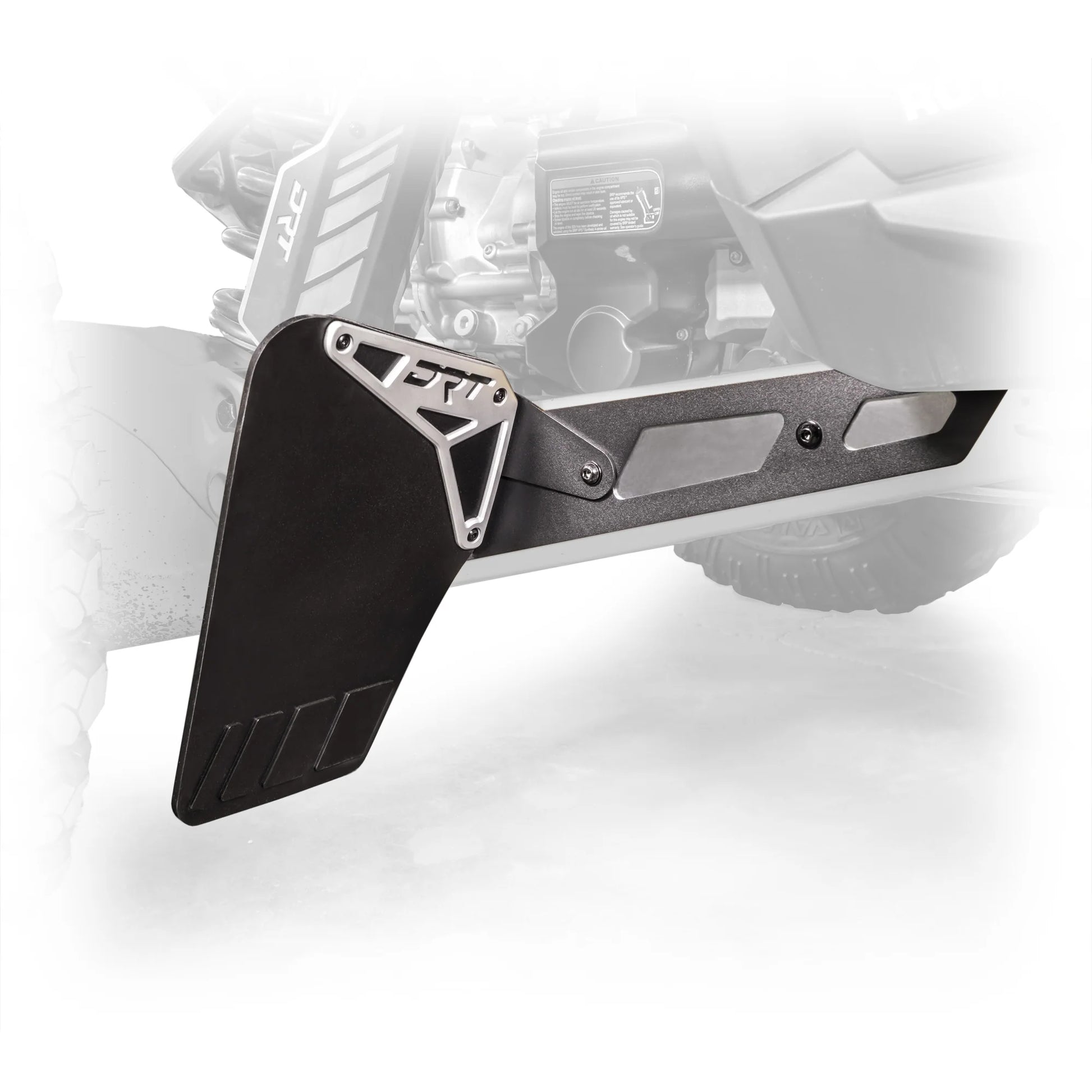 DRT Billet Aluminum Extended Rear Mud Rock Flap Guards Guard Can Am Maverick R close black and white