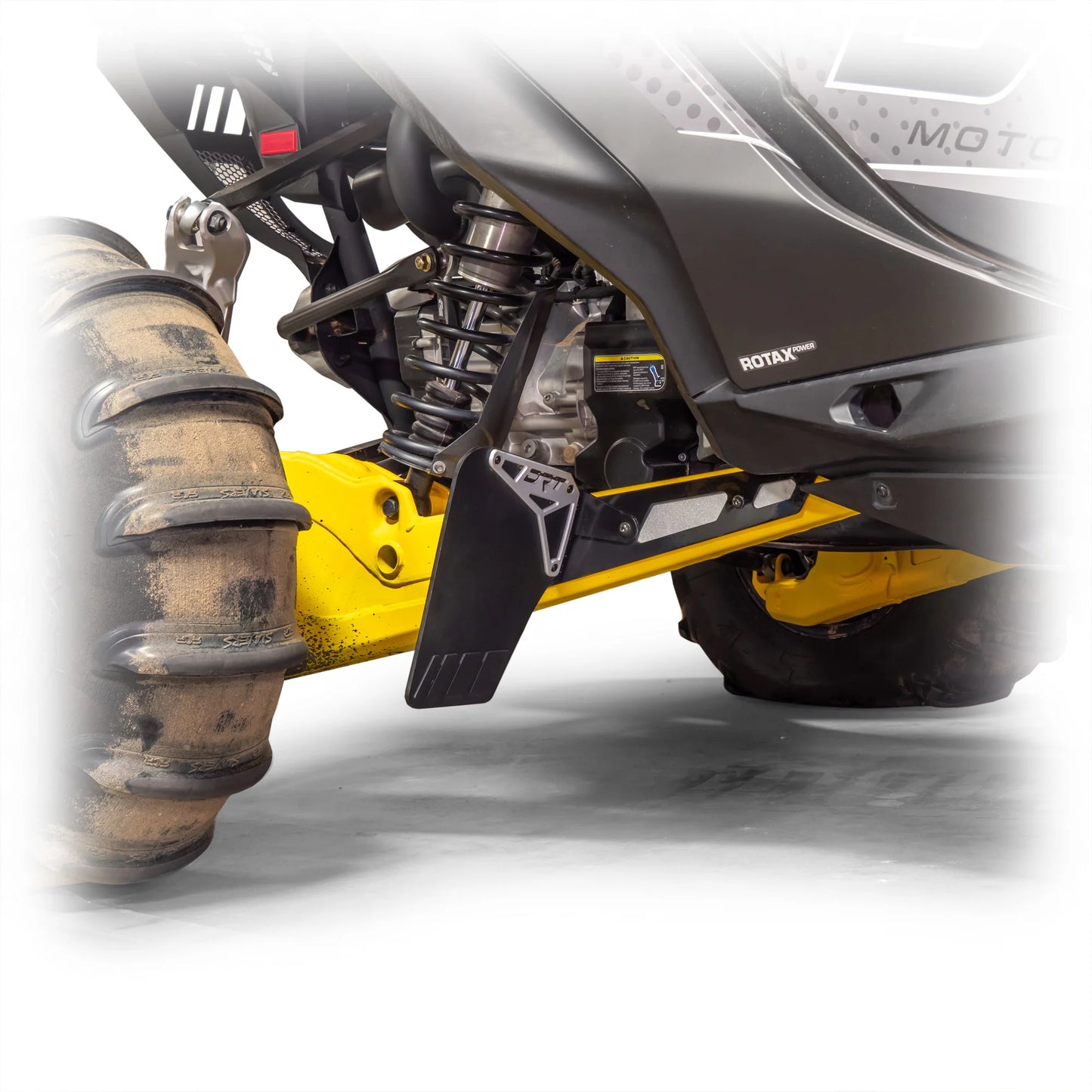 DRT Billet Aluminum Extended Rear Mud Rock Flap Guards Guard Can Am Maverick R side view