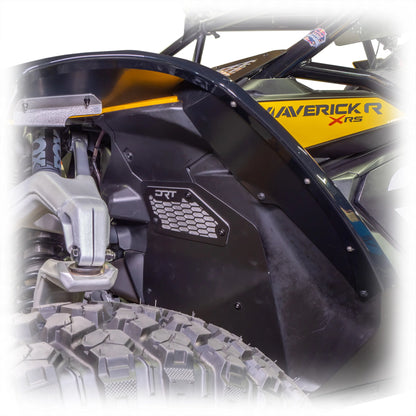 DRT CAN AM MAVERICK R X / XRS 24+ Aluminum Front Inner Fender Rock Guards Drivers Close 
