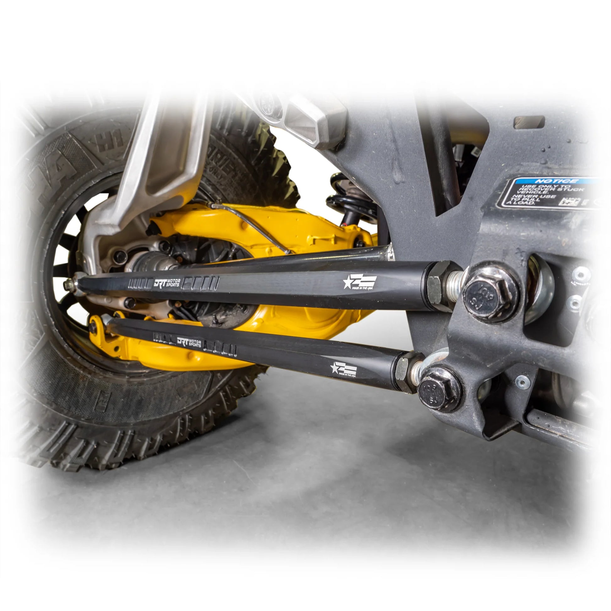 DRT MOTORSPORTS HEX Billet Radius Rods Bars Can Am MAVERICK R X XRS 2024+ installed Bottom Rods