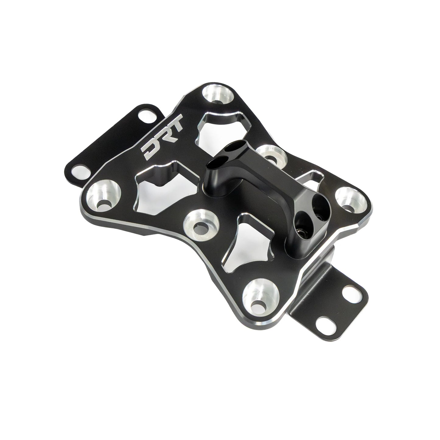 Metal mounting bracket with 'DRT' branding on a white background