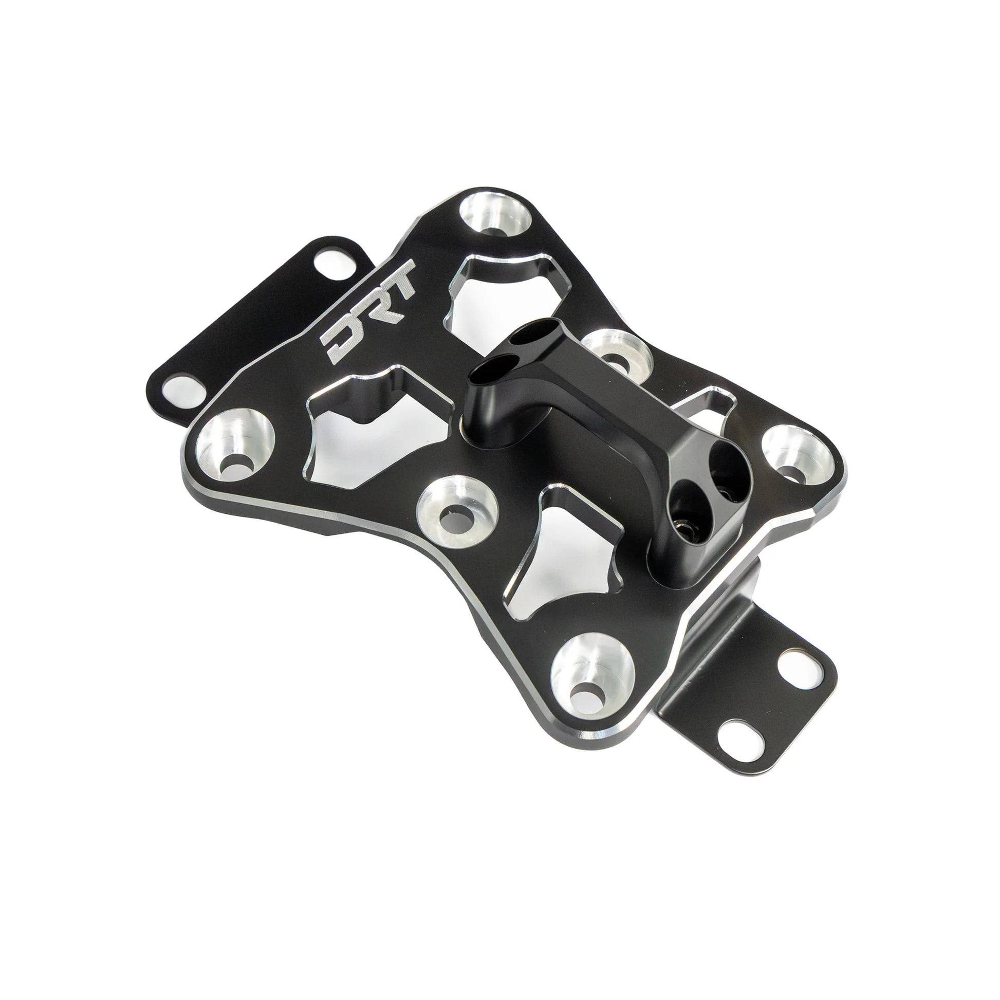 Metal mounting bracket with 'DRT' branding on a white background