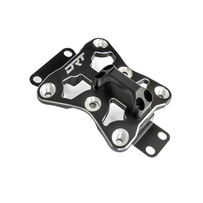 Metal mounting bracket with 'DRT' branding on a white background