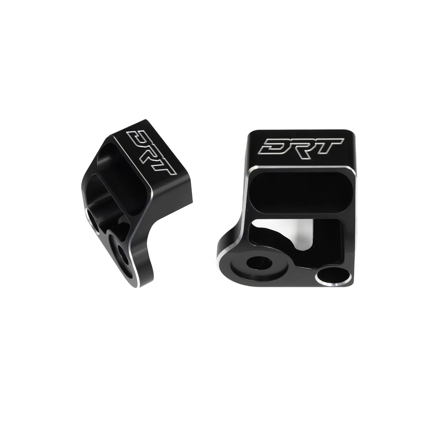 Two black metal components with 'DRT' branding on a white background