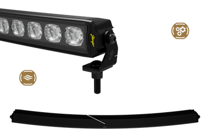 Stinger LED light bar with mounting bracket and gear and airflow icons