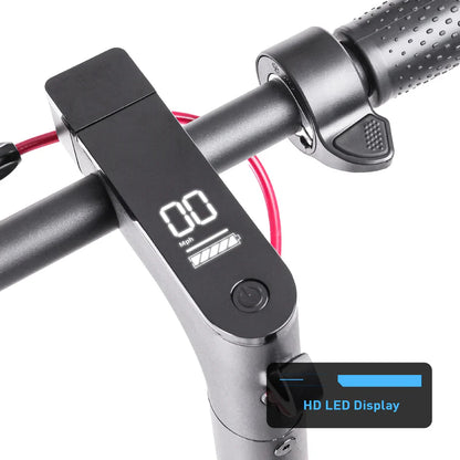 Close-up of a bicycle handlebar with an electronic display and control panel.