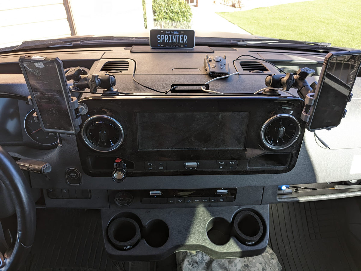 WHITE TOP ADVENTURES SPRINTER DASH ACCESSORIES AND PHONE MOUNTING SYSTEM