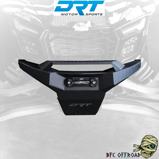 Black bumper with DRT Motor Sports branding on a blurred vehicle background