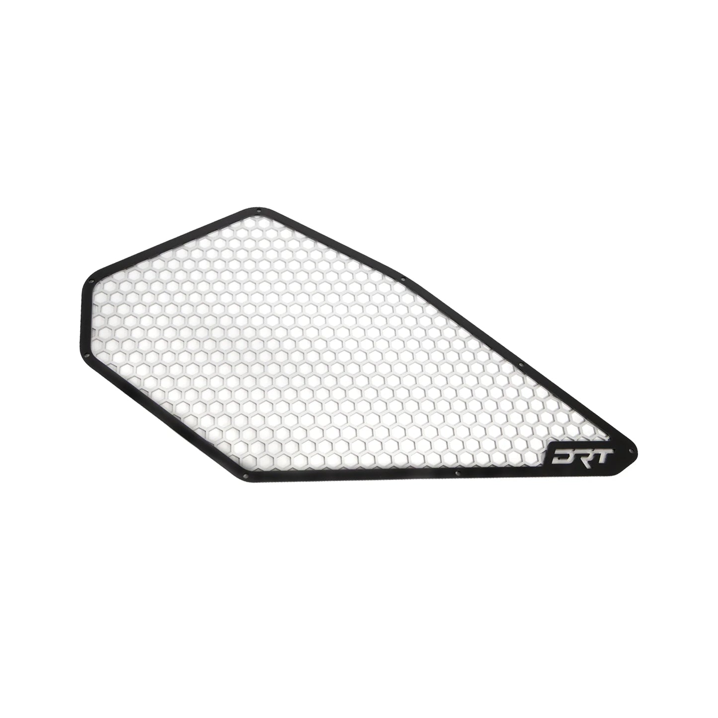 Hexagonal honeycomb grid with 'DRT' branding on a white background