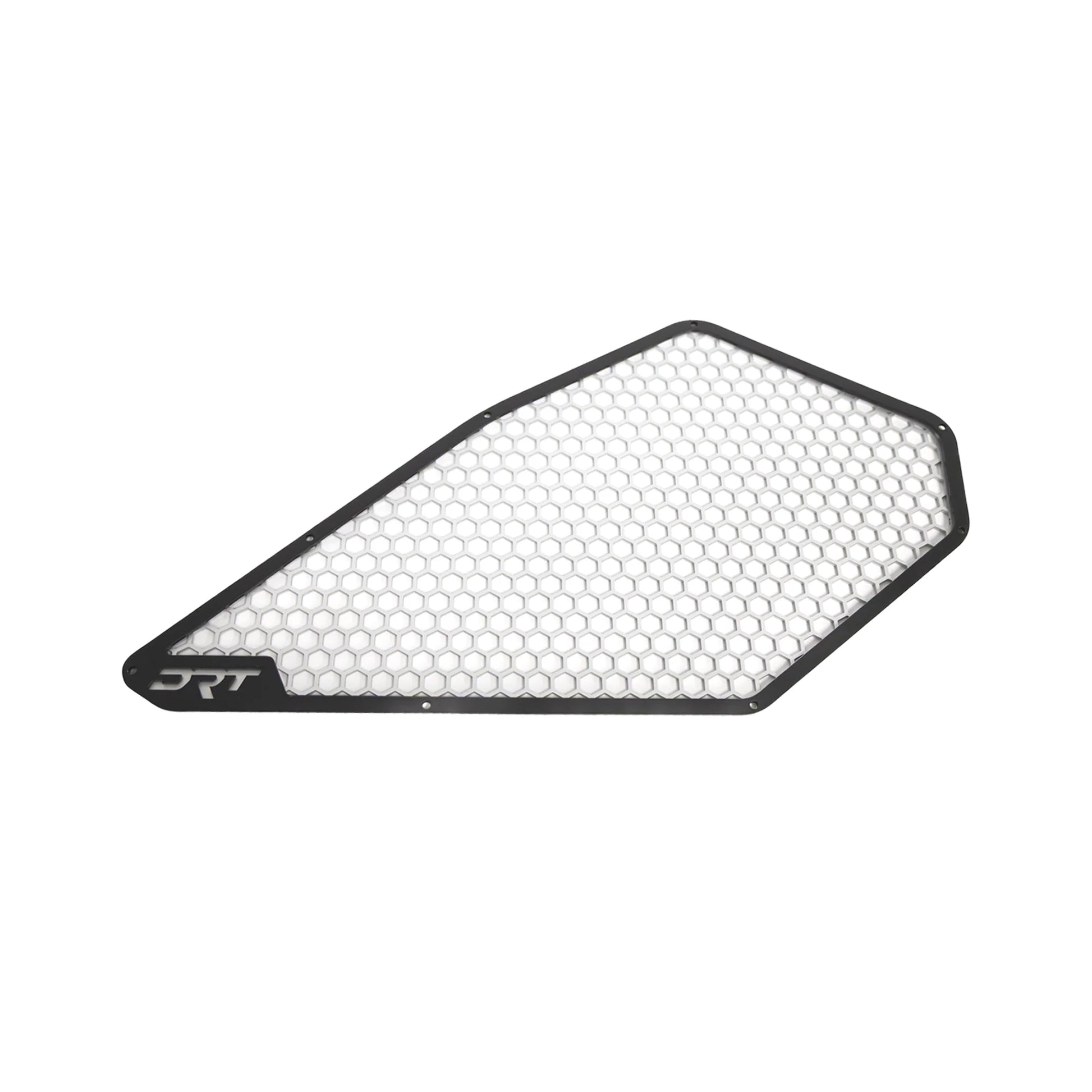 Hexagonal honeycomb grid with DRT logo on a white background