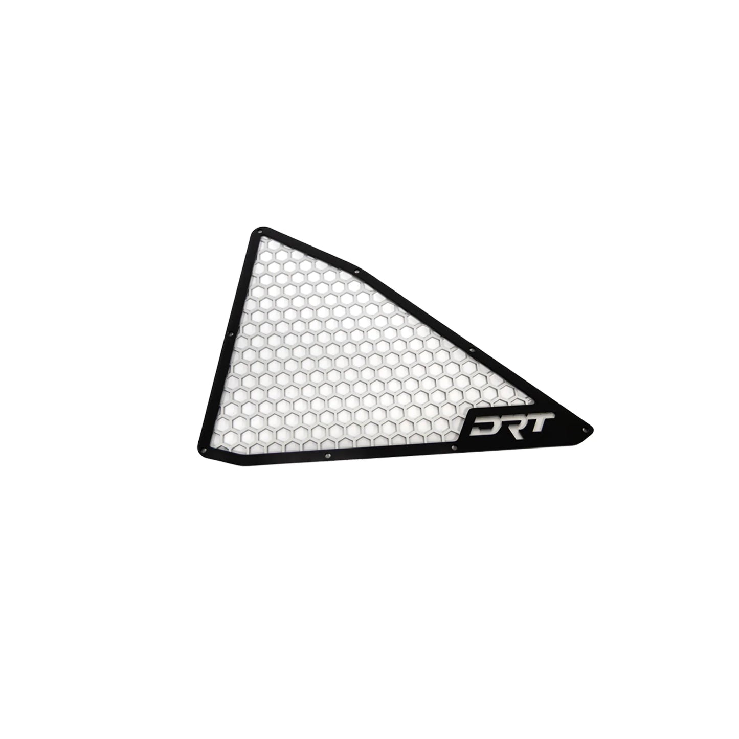 Triangular honeycomb filter with 'DRT' branding on a white background