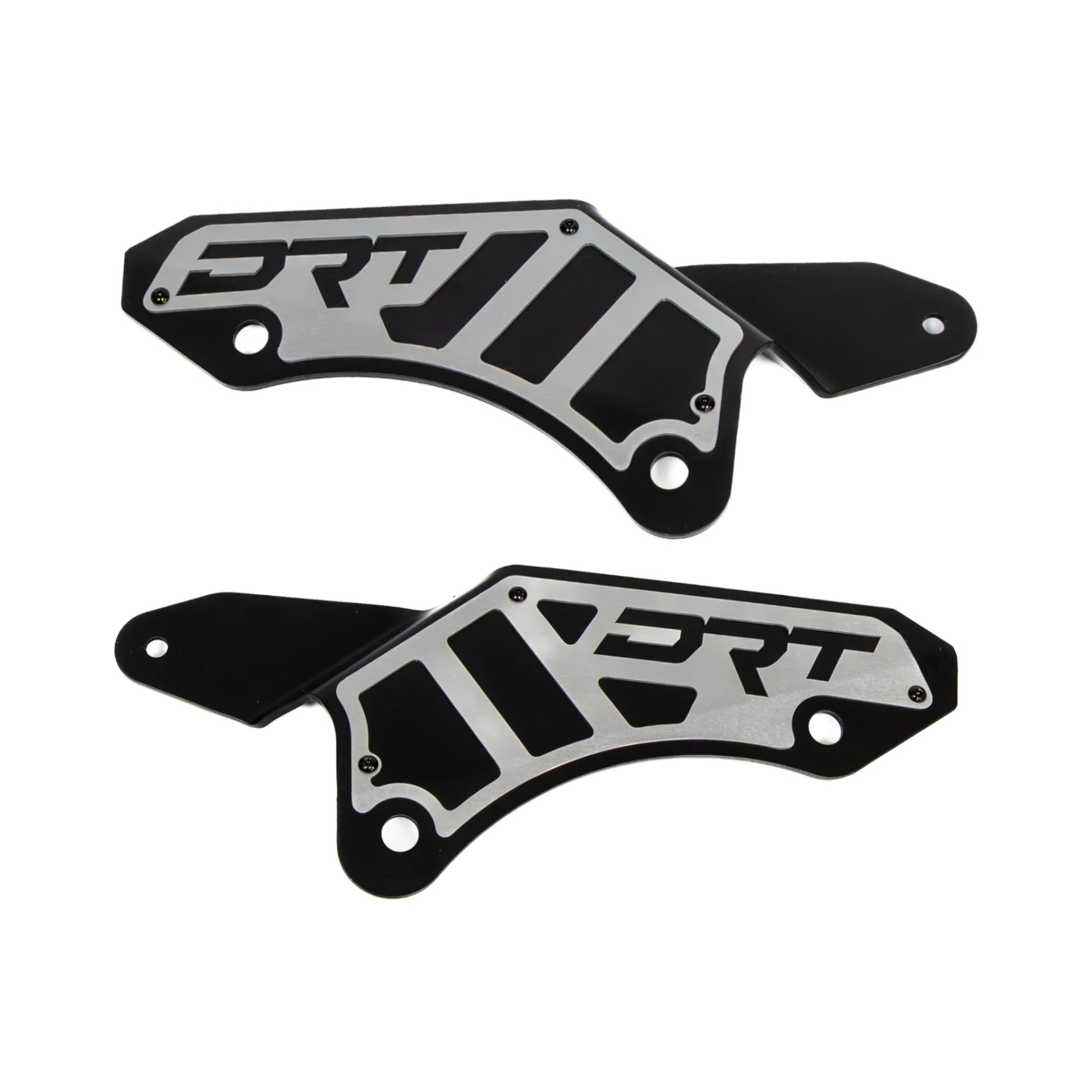 Two black metal brackets with 'DRT' branding on a white background